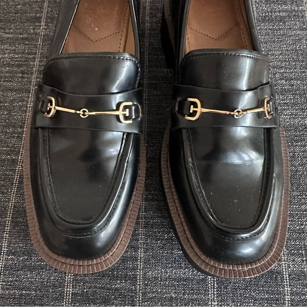 Sam Edelman New York Black Laurs Lug Sole Loafer with Gold Horsebit 8.5 - Picture 2 of 6